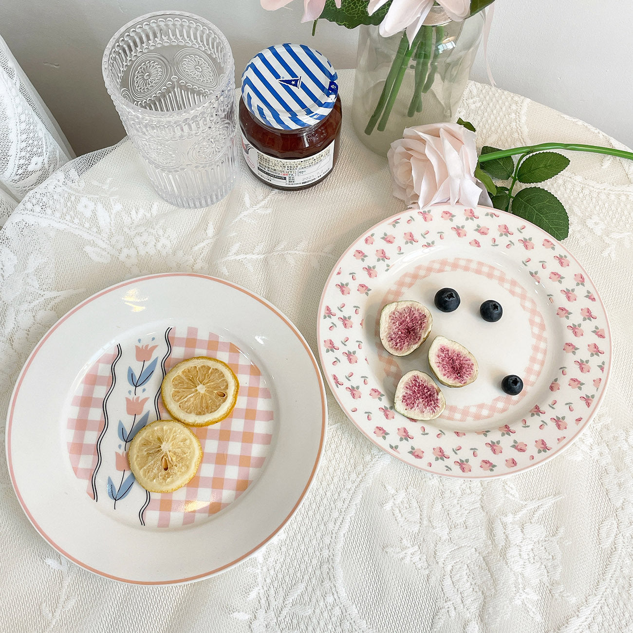 Cute Girl With Breakfast Ceramic Plate Dessert