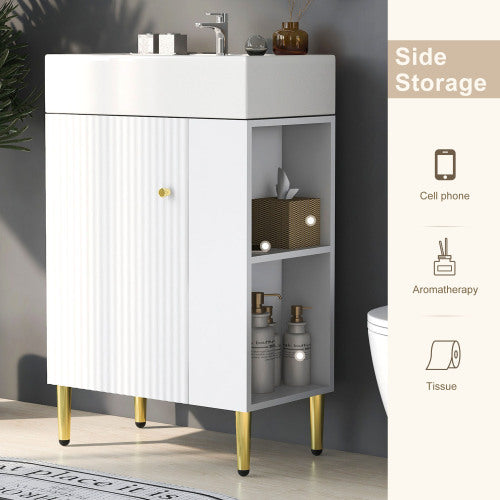 21.6 Inch White Bathroom Vanity, Unavailable Platforms- SHEIN Corporation , Temu