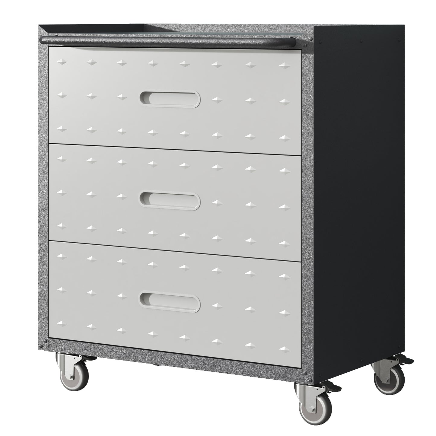 Heavy-Duty Metal Storage Cabinet With Wheels - 3 Drawer Tool Cabinet For Garage, Office, And Home Organizer Solutions, Black Gray
