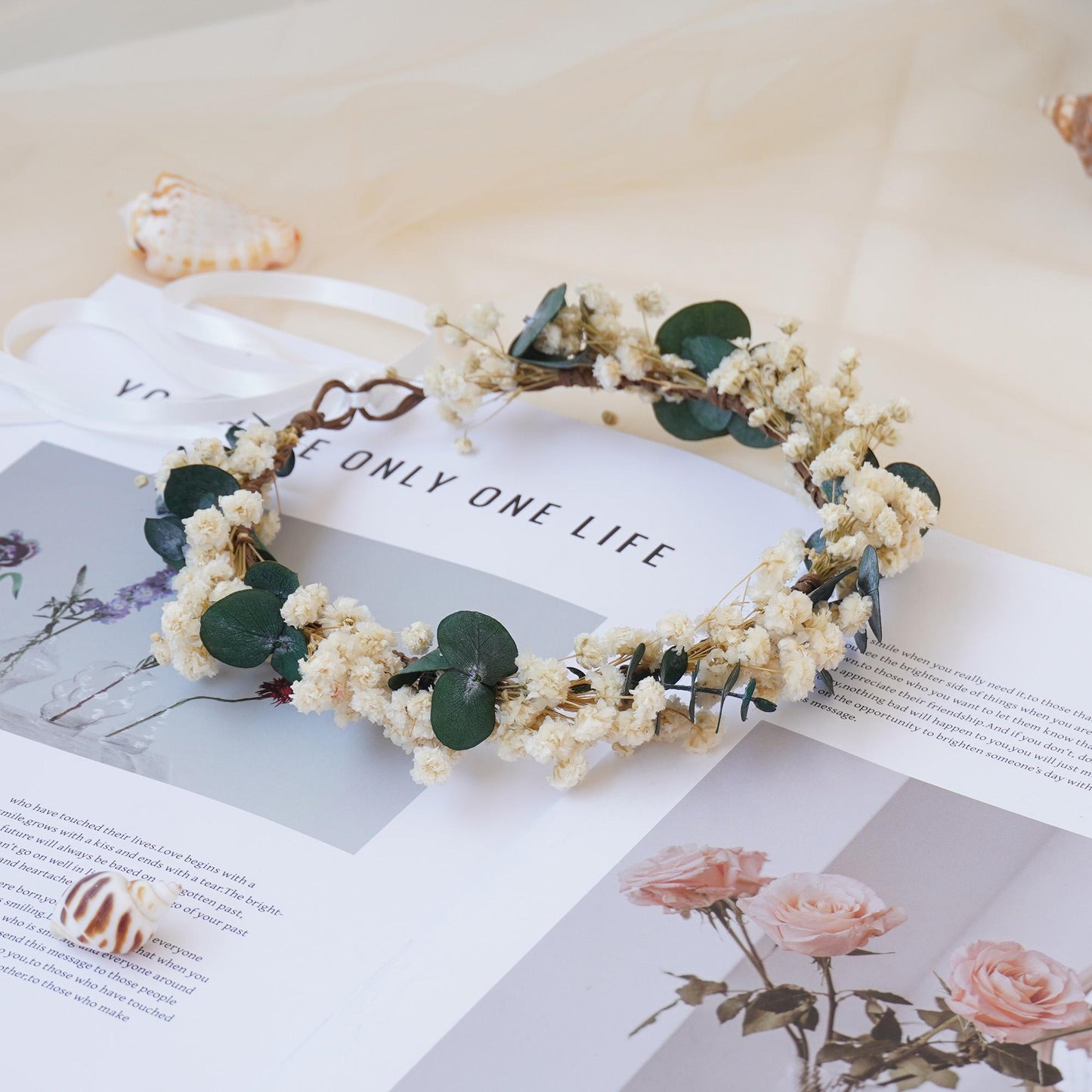 Gypsophila Crown, Dried Flower Crown, Bridal Wedding, Daily Party, Birthday Suitable Crown