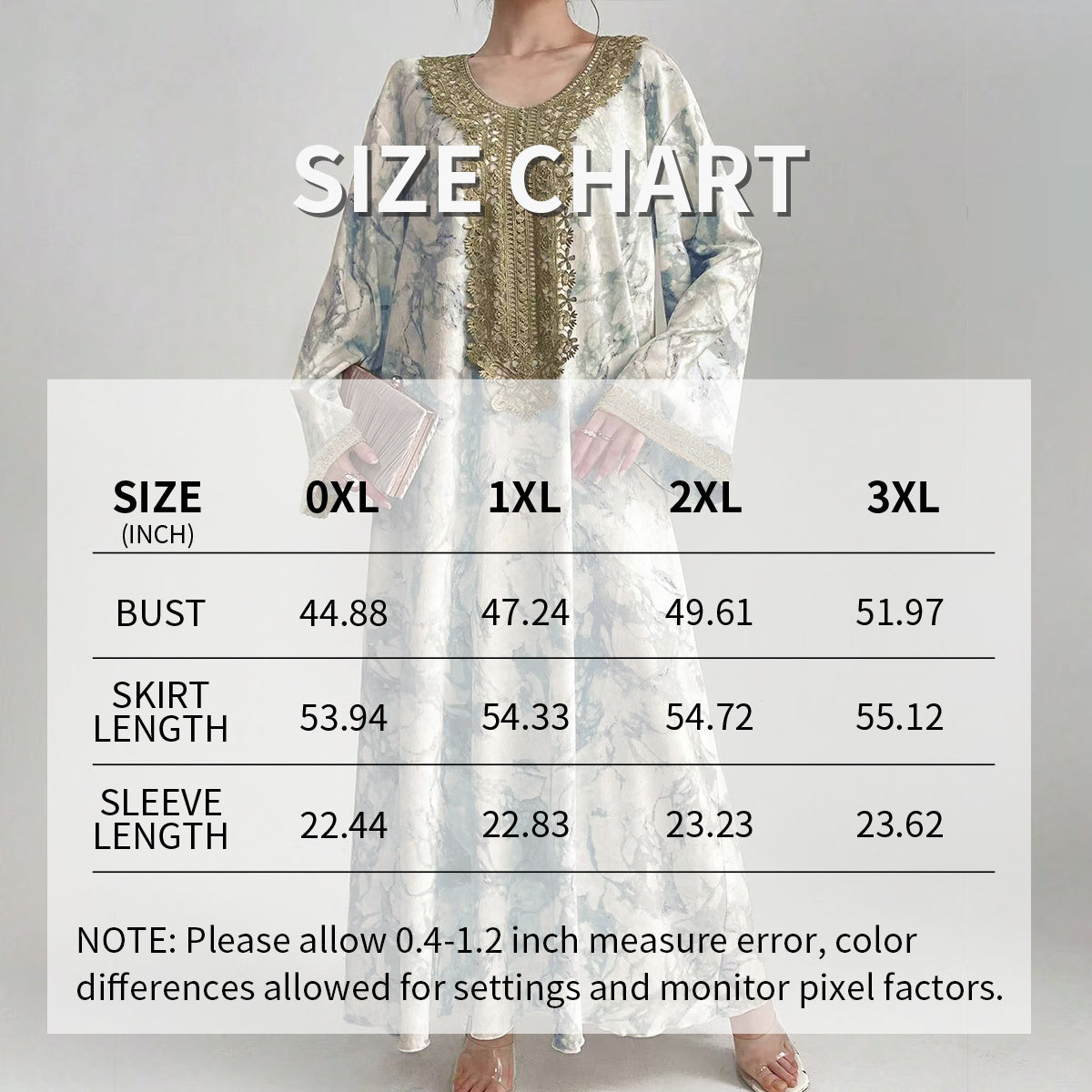 Women's Bohemian Embroidered Printed V-Neck Maxi Dress, Long Sleeve Loose Fit Casual Plus Size Dress