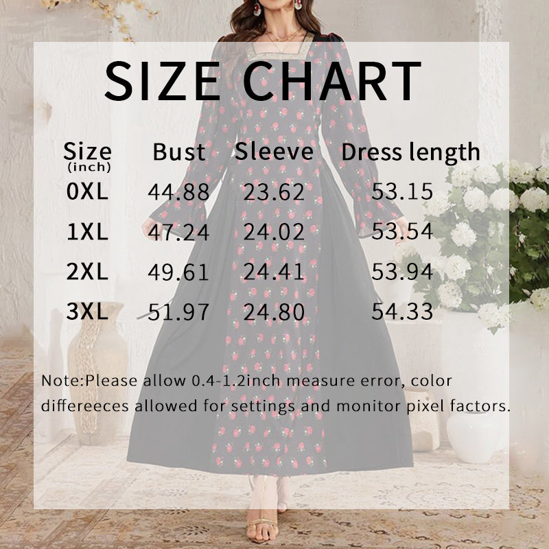 Women's Elegant Floral Print Square Neck Dress With Puff Sleeves & Cinched Waist, Summer Bohemian Dress