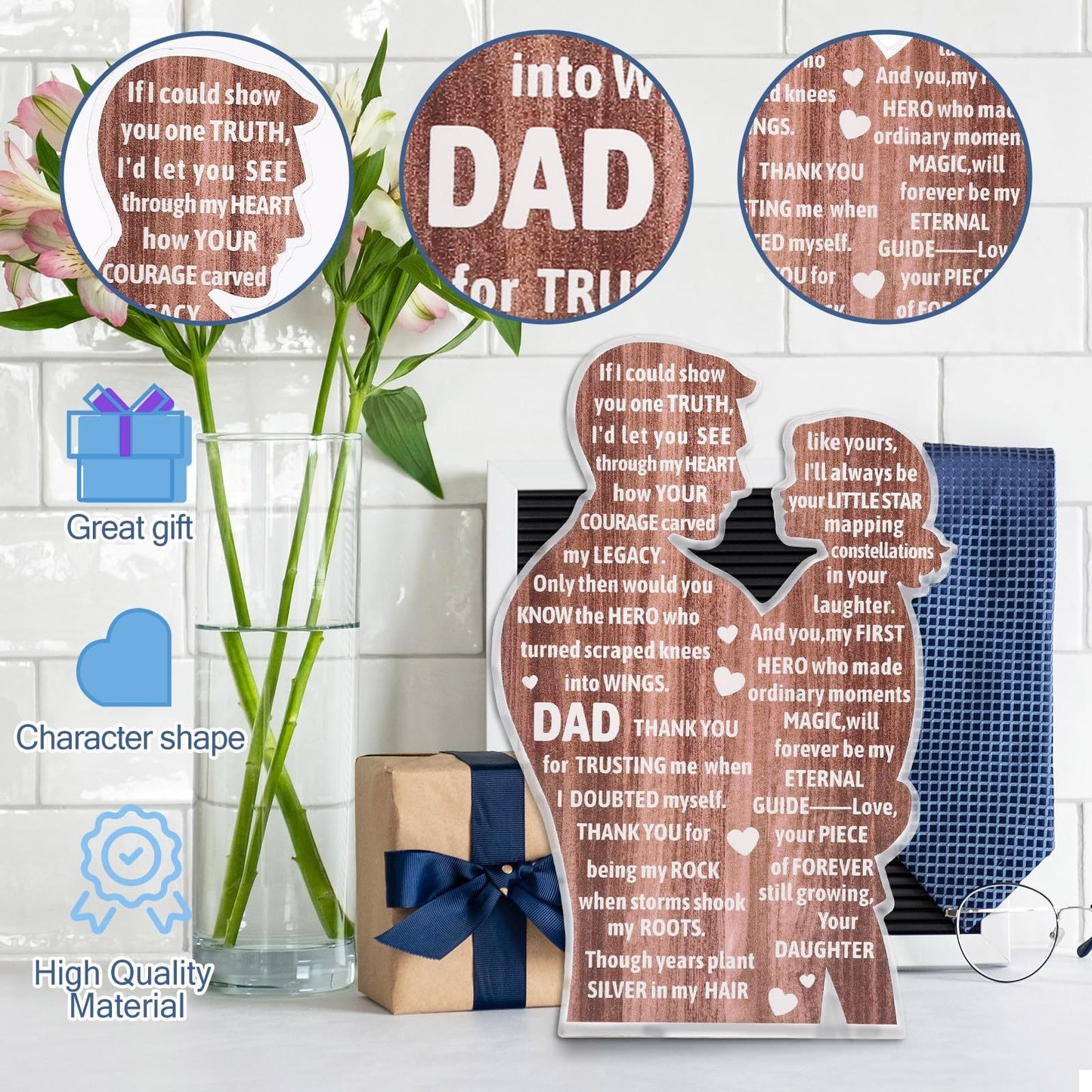Daughter To Dad,Heartfelt Acrylic Plaque - Father's Day,Birthday Gift,Amazon Is Banned,652-10511-P