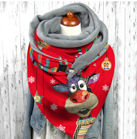 Women's Warm Cashmere Christmas Print Scarf