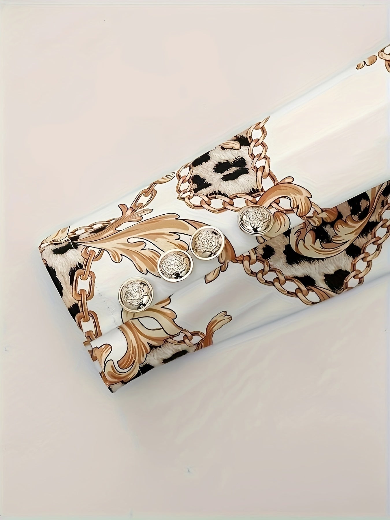 Two Piece Lapel Blazer Set Geometric Print Micro Elastic Fake Buttons Casual Fabric Outfit For Spring Fall Polyester Womens Clothing Amazon Does Not Sell