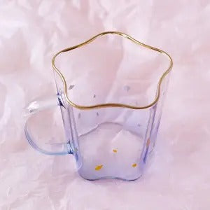 Italian Five Pointed Star Gold Rim Transparent High Borosilicate Glass Cup