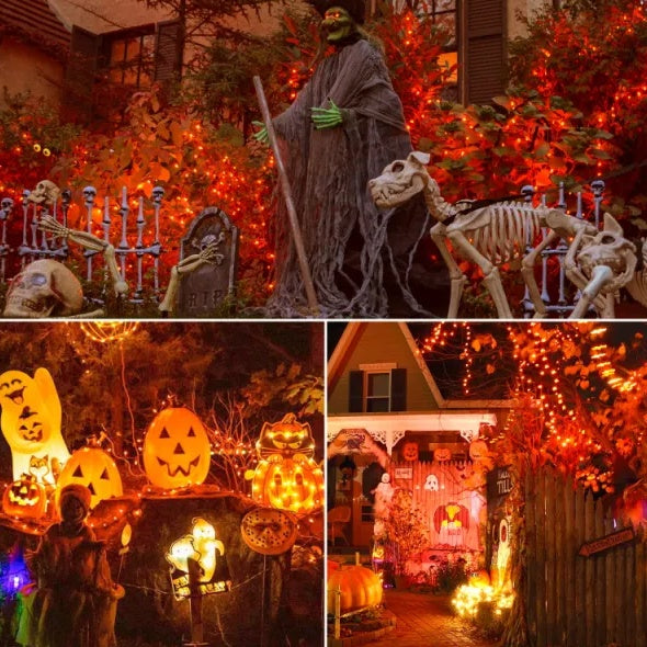 300 LED Halloween Mini String Lights, 99 FT Fairy Lights With Safe Adapter For Indoor Outdoor Home Garden Party Christmas Decoration, Orange