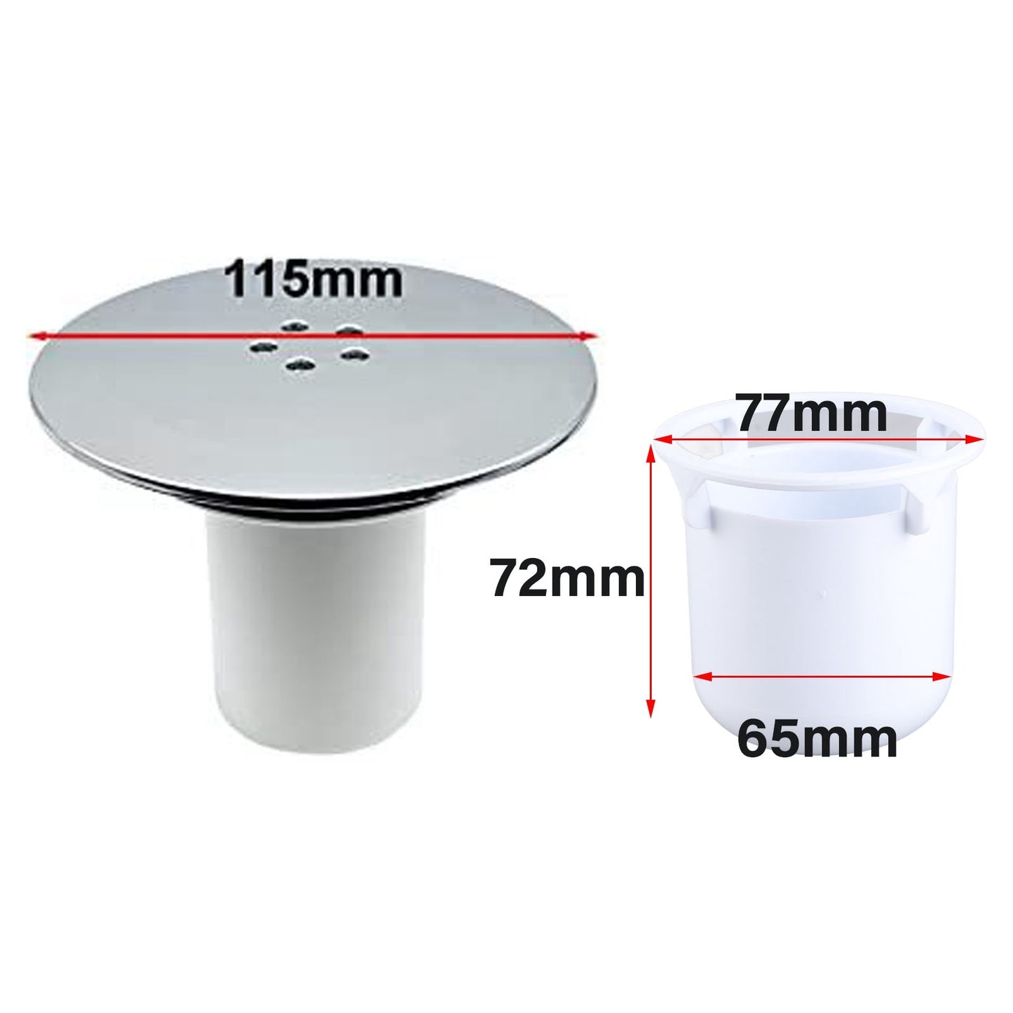 Shower Drain Cover Tray Waste Trap Plug Hole Cover Replacement Chromate Treatment Fast Flow