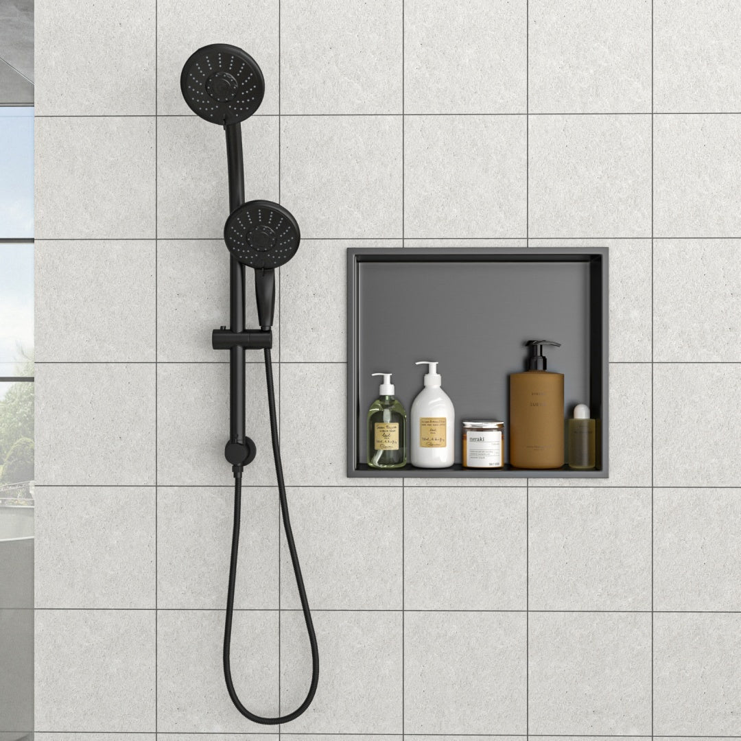 17 X 15 In Stainless Steel Shower Niche, Gunmetal Black, Waterproof, Easy Installation, Corrosion-Resistant