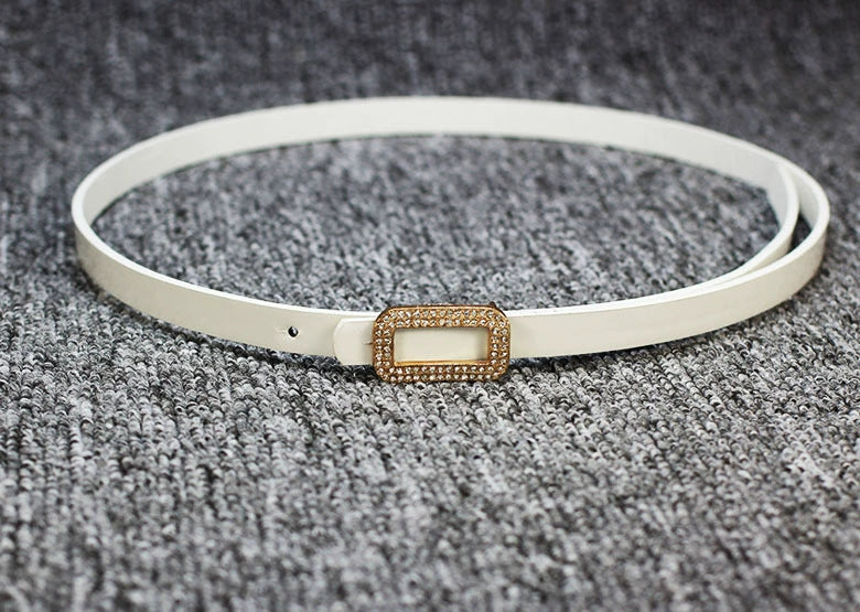 Fashionable All-match Bow Buckle Patent Leather Thin Belt