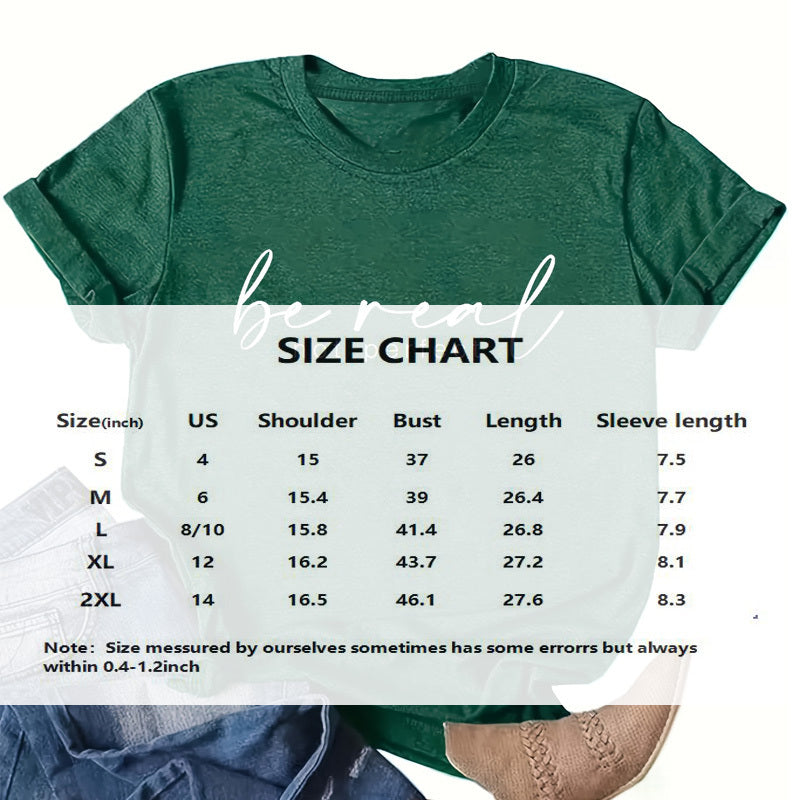Women's Casual Short Sleeve T-Shirt - 'Be Real NOT PERFECT' Motivational Print, Loose Fit Round Neck Breathable Summer Top