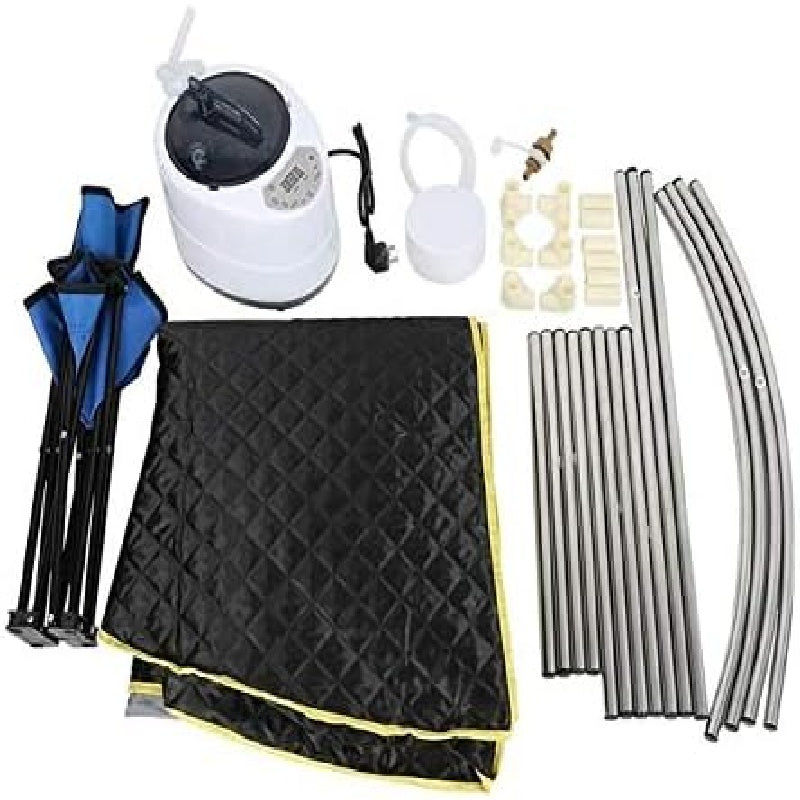 Portable Steam Sauna Kit, Home Black Sauna, With Folding Chair, Stainless Steel Pipe Support, Personal Spa For Insomnia Relief