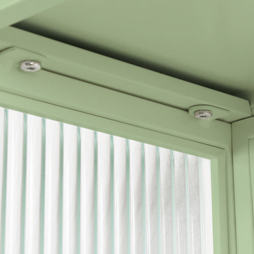 Glass Door Modern Two-door Wall Cabinet, Wall Cabinet With Characteristic Woven Pattern, Green Unavailable Platforms- Temu