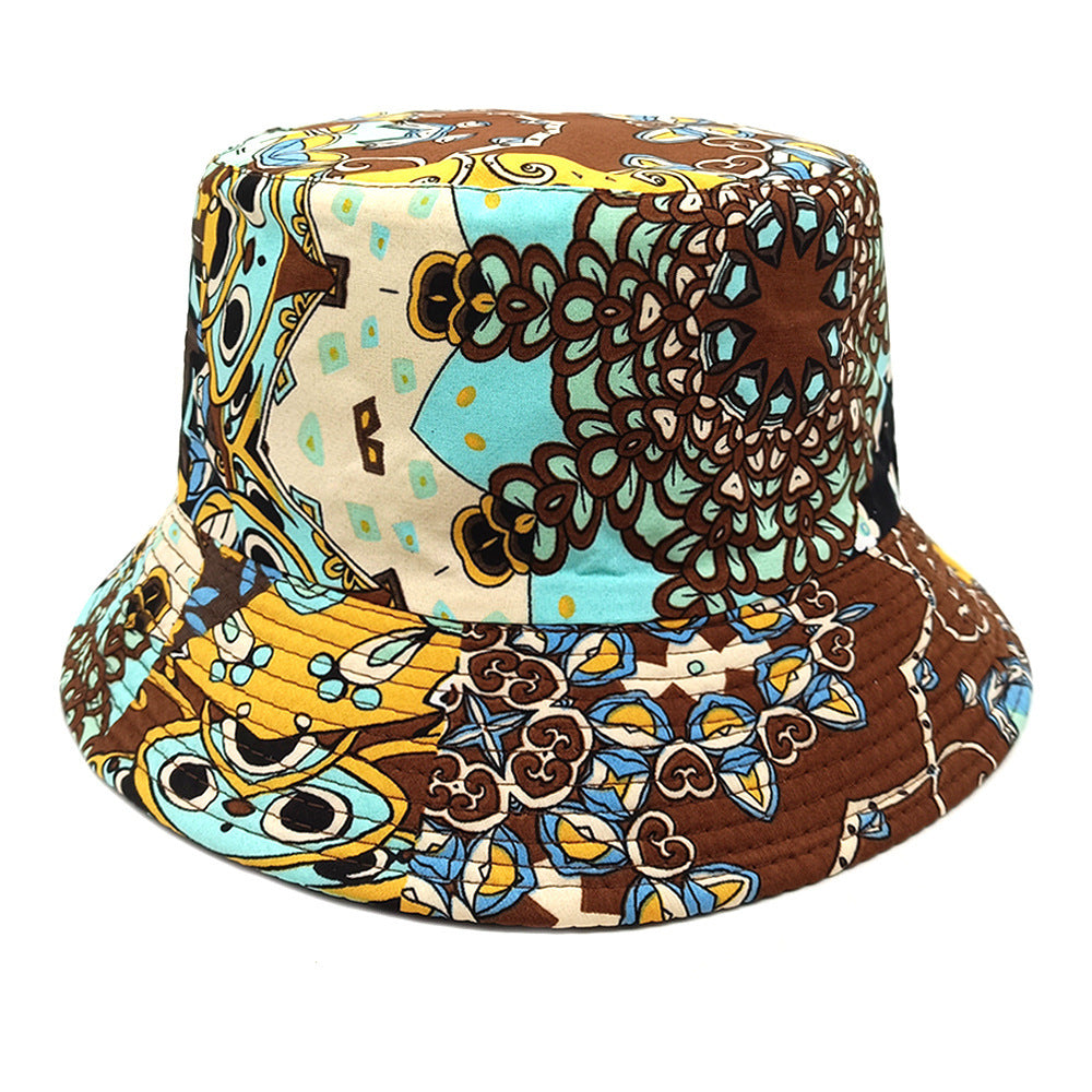 Geometric Bucket Hat Color Matching Printing Double-sided Wear Bucket Hat
