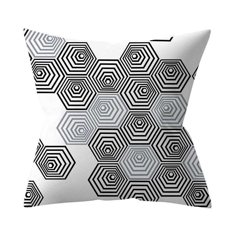 Gray Geometric Polyester Pillow Cover Cross-border Hot Sale Silver Gray Sofa Cushion Cushion Cover