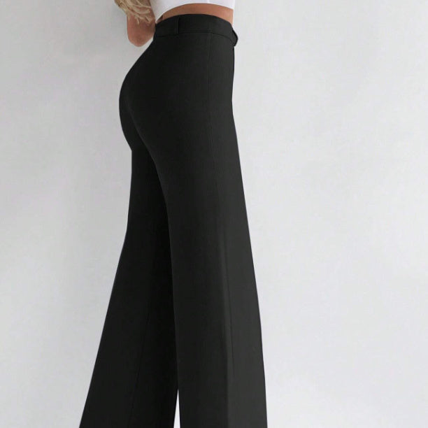 Ladies' Solid Color High Waist Slimming Slim Fit Vertical Micro Flared Pants Suit Pants
