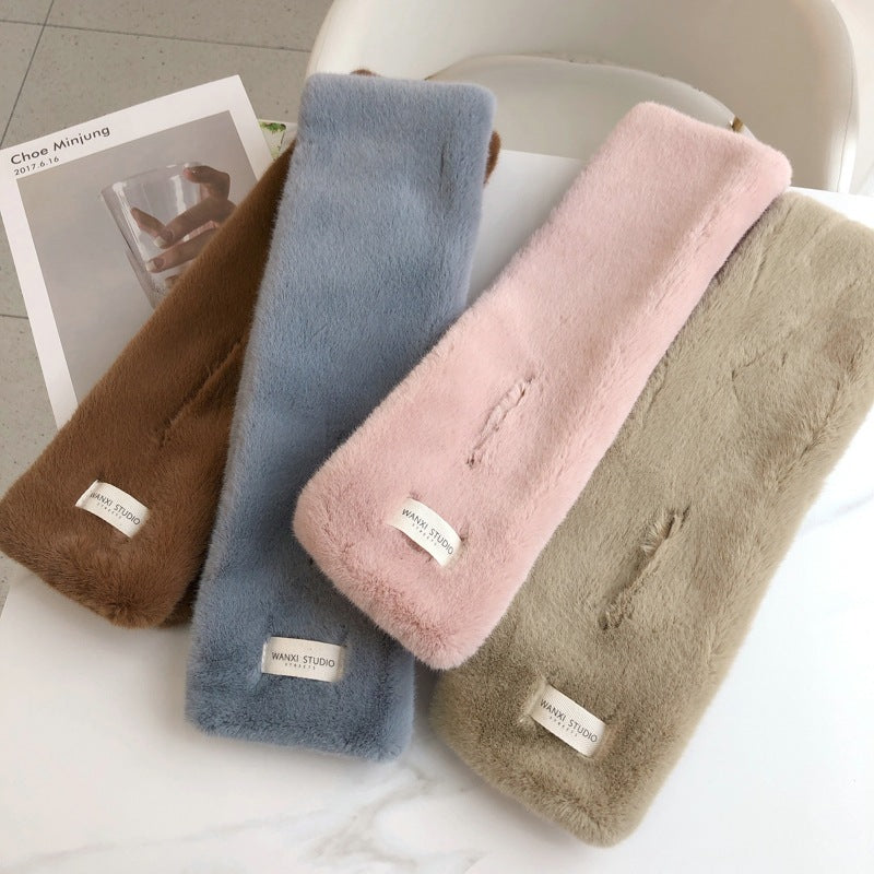 Cute Student Crossed Female Solid Versatile Thickened Warm Neckband