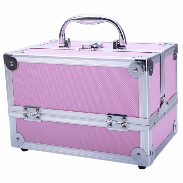 Handheld Top Double Opening Aluminum Alloy Makeup Case With Mirror