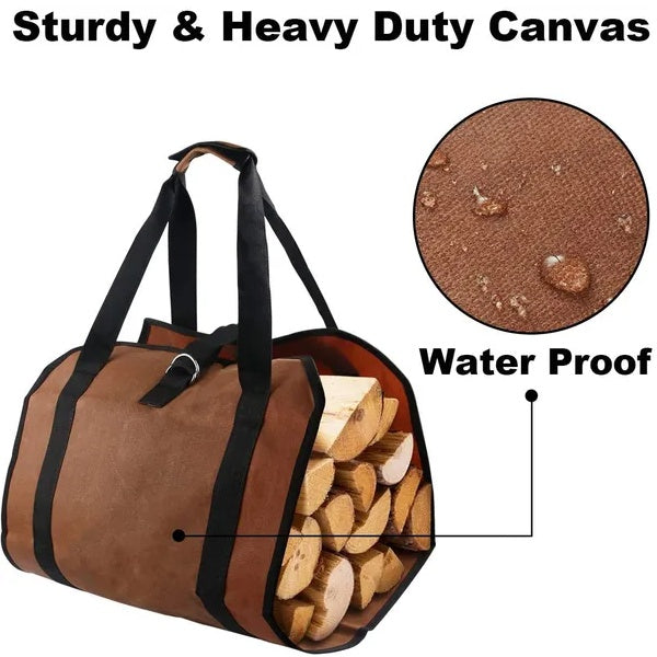 Firewood Carrier, Canvas Log Tote Bag With Strap And Handles, Wood Carrying Bag Fireplace Log Carrier For Indoors Camping Christmas Gift