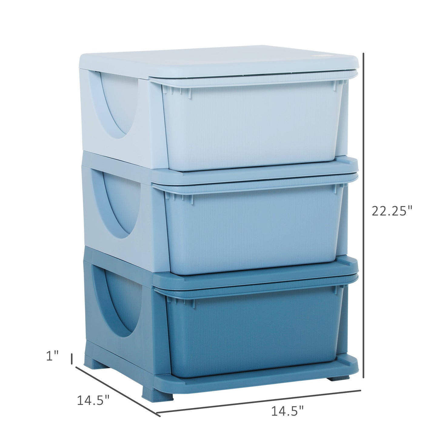 3 Tier Kids Toy Storage Organizer With Drawers, Blue, Chest For Bedroom, Kindergarten, Living Room, For Boys And Girls