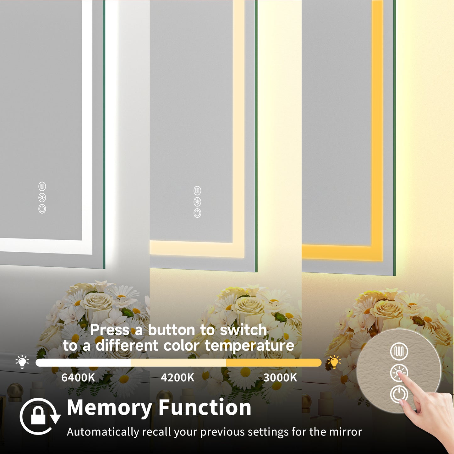 Frameless Tempered Glass With Dual LED Light Strips For Front And Rear Illumination
