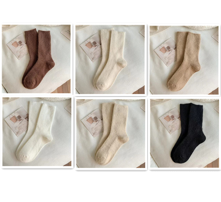 Pure Color All-matching Thickened Thermal Middle Tube Wool Socks Children