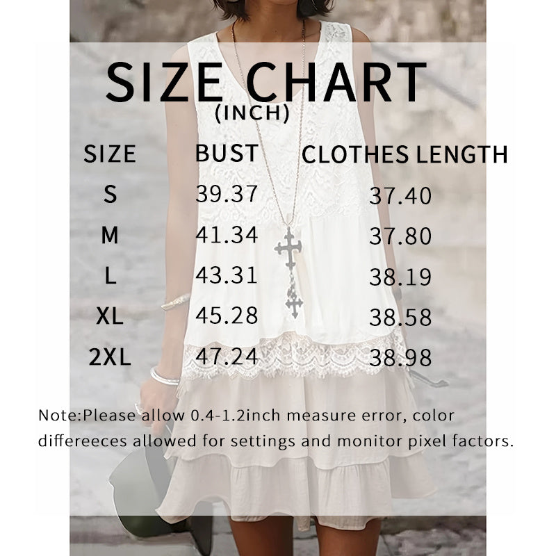 Women's Summer Sleeveless Lace Patchwork Sundress Beach Vacation Clothes Casual Dresses