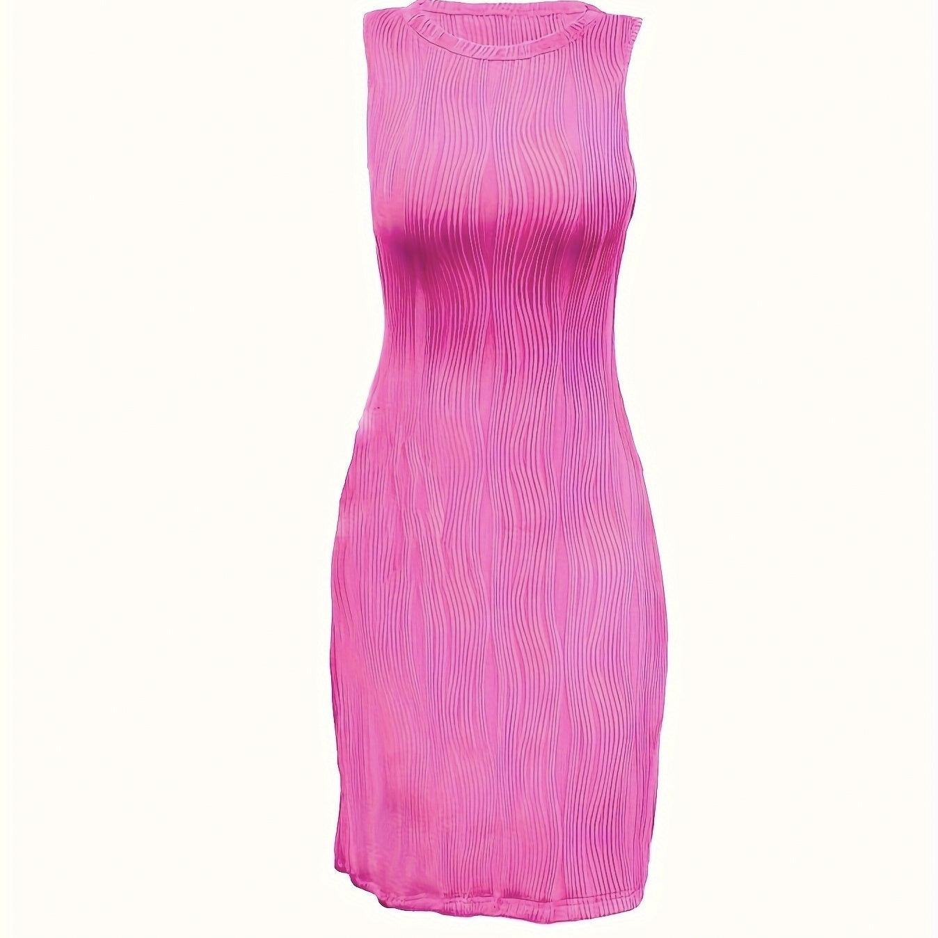 Ladies' Fashionable Color Blocked Striped Printed Sleeveless Tight Fitting Hip Hugging Dress