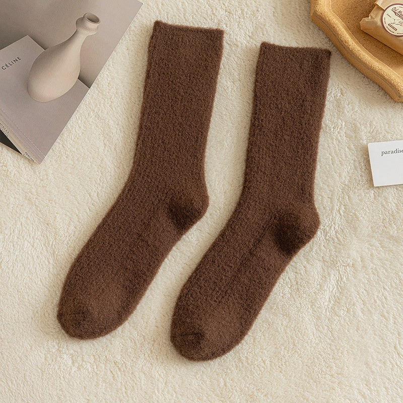 Double-sided Australian Velvet Tube Socks Autumn And Winter Solid Color