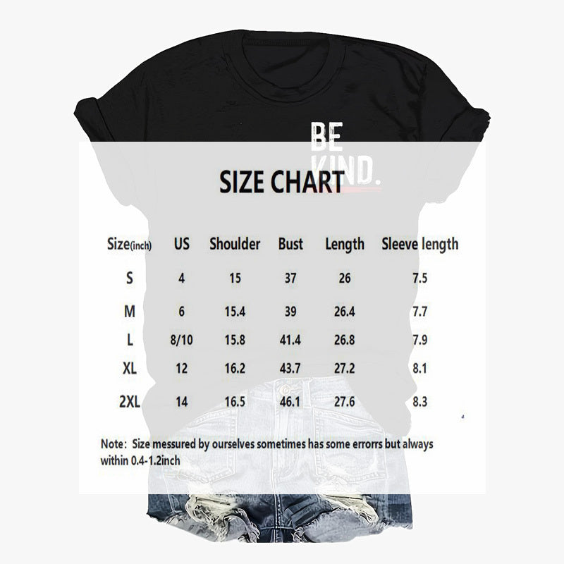 Women's Letter Print Round Neck Tee - Double-Sided Graphic Casual Summer T-Shirt