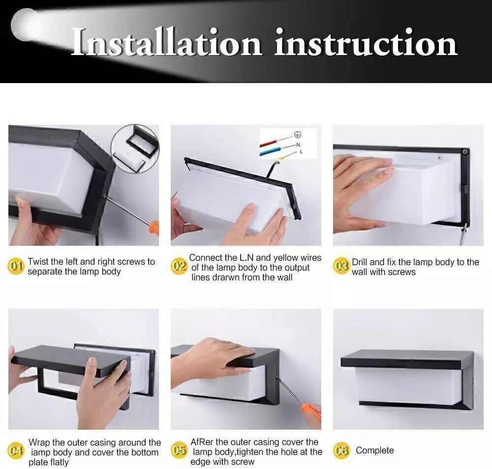 LED Outdoor Light With Motion Detector Wall Light IP65 Anthracite Sensor Lamp 18W