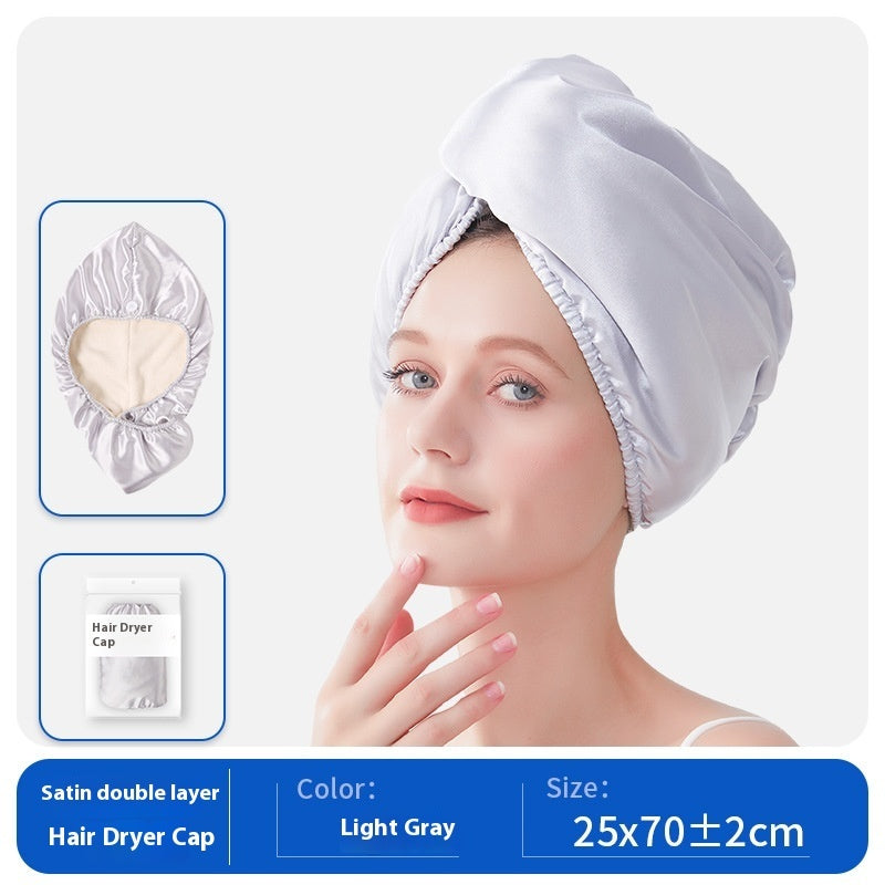 Fashion Double Satin Hair-drying Cap Women