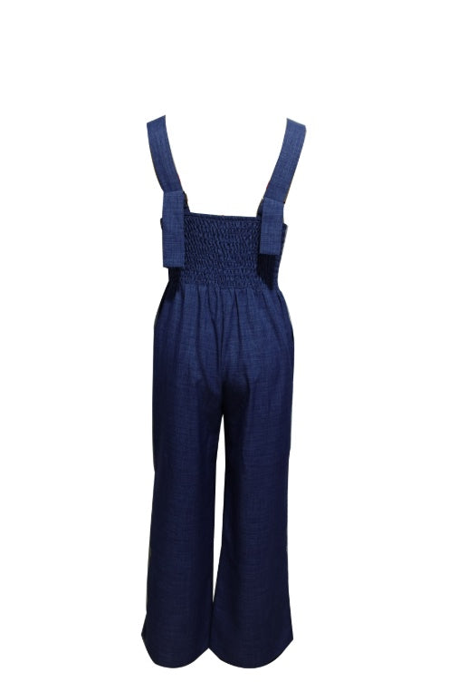 Women's Solid Color Versatile Fashion Casual Wide Leg Shoulder Strap Jumpsuit
