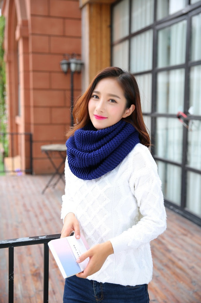 Wool Knitted Scarf Warm And Thick Solid Color