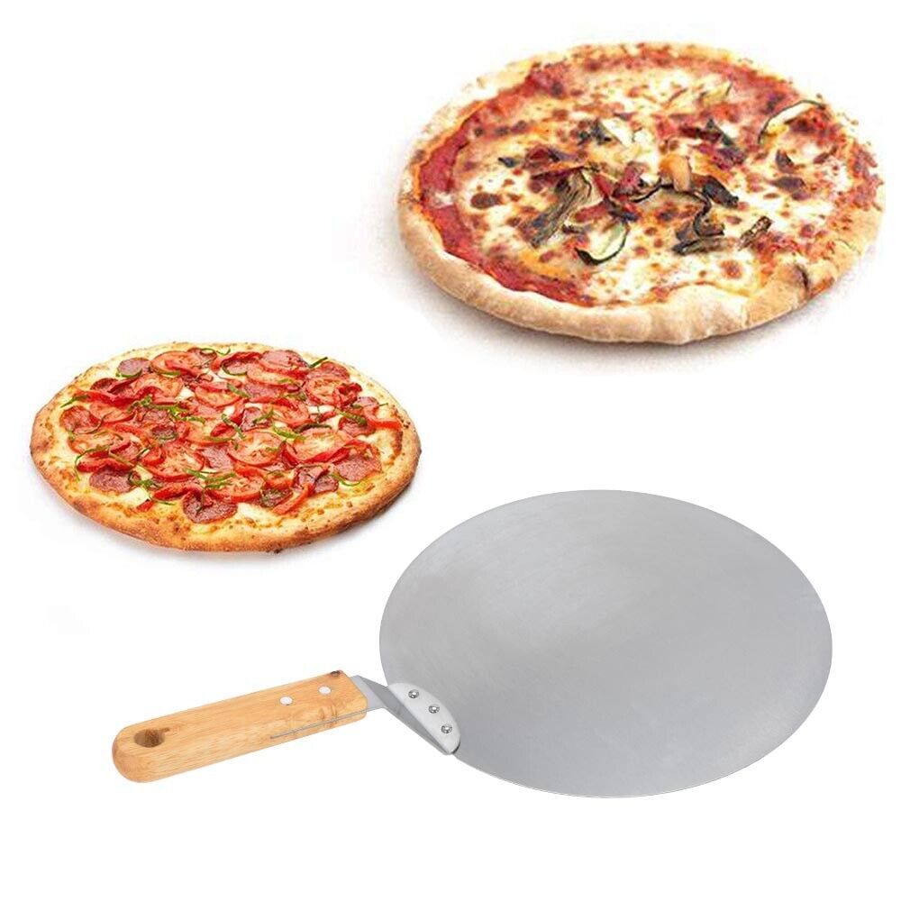 12Inch Stainless Steel Pizza Paddle Peel Bakers BBQ Oven Tray Wooden Handle UK