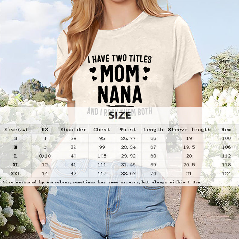 Women's 'MOMO NANA' Print Short Sleeve T-Shirt - Casual Round Neck Summer Top