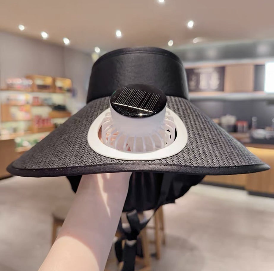Summer Solid Color Solar Fan Cap Women's Multi-functional Outdoor