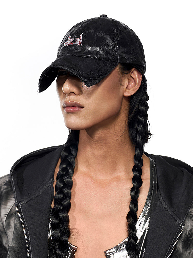 Wax Brush Peaked Cap Men And Women Street Hip Hop Print Baseball Hat