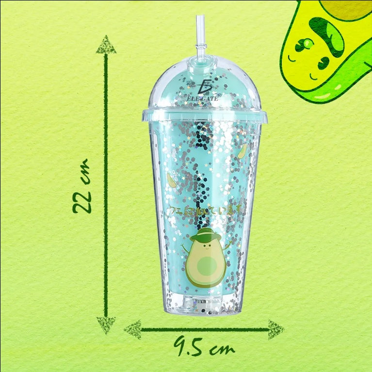 Avocado Design Tumbler With Lid And Straw