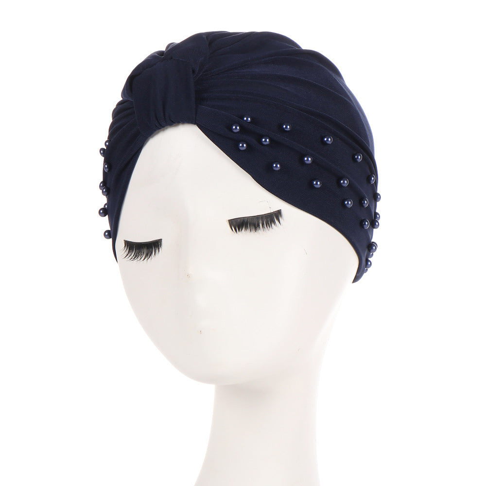 Beaded Tam-o'-shanter Muslim Solid Color Women's Base Small Hat