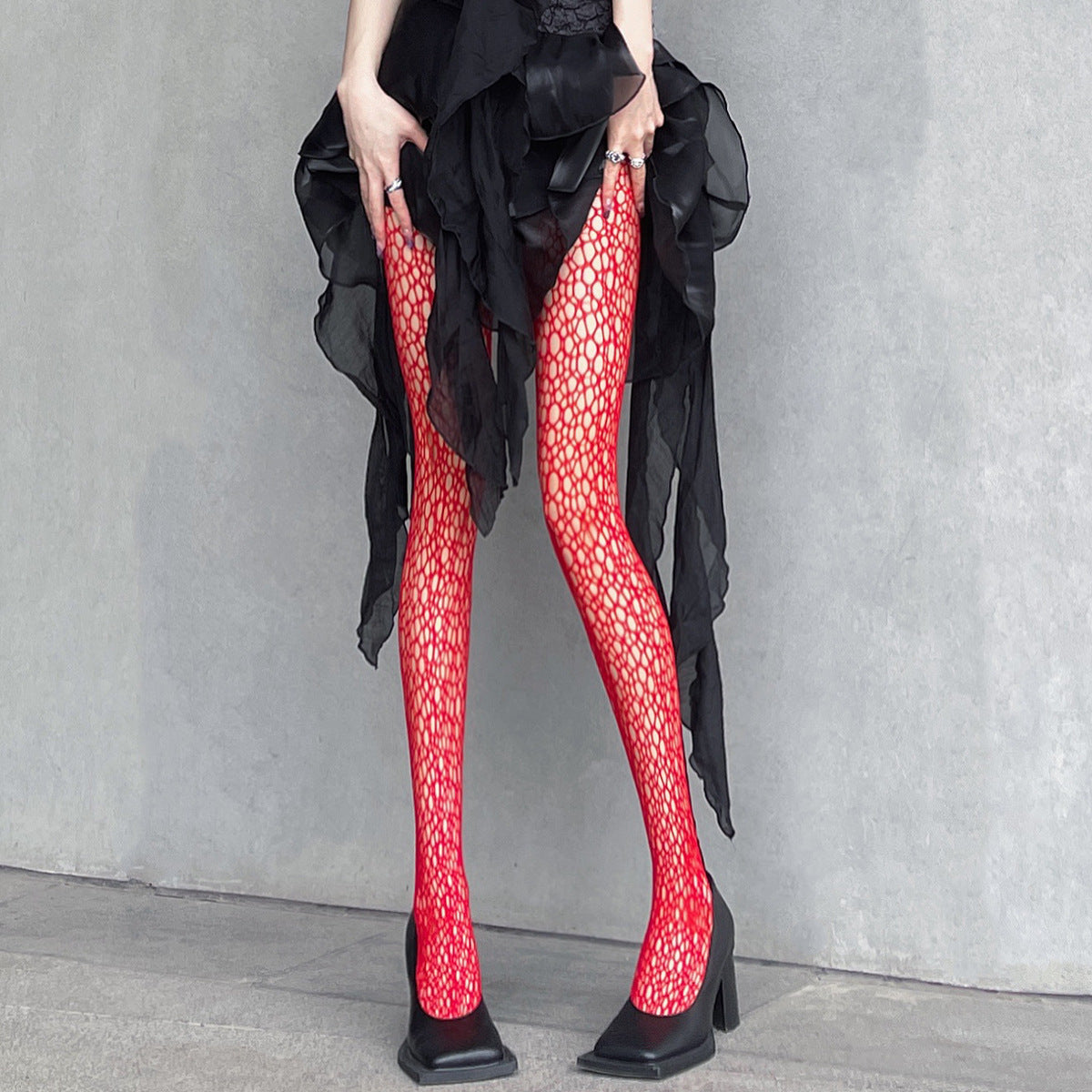 Pierced Black Sexy Mermaid Cobweb Socks Leg Beauty