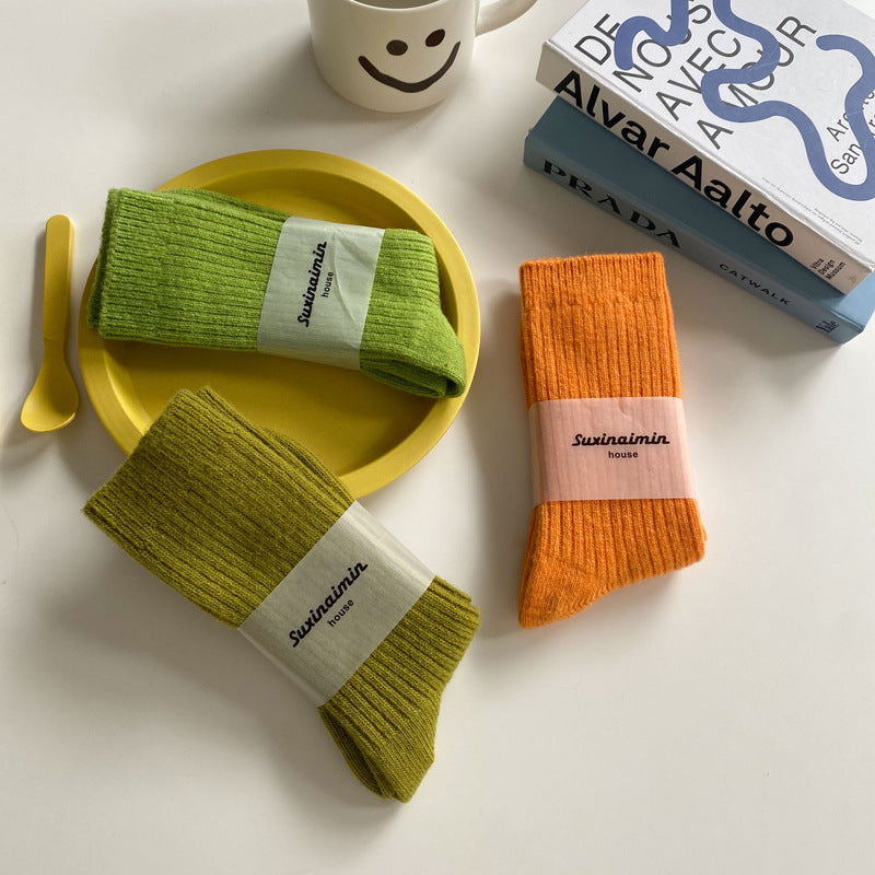 Women's Japanese-style Solid Color Wool Socks