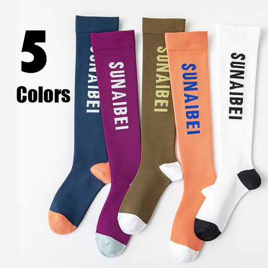 5 Pairs Womens Running Compression Socks  Sports Cycling Fitness Yoga Flight Compression Socks Crew Athletic Hiking Anti Blister Cushioned Anti-odor And Breathable For Running Hiking Cycling Fitness