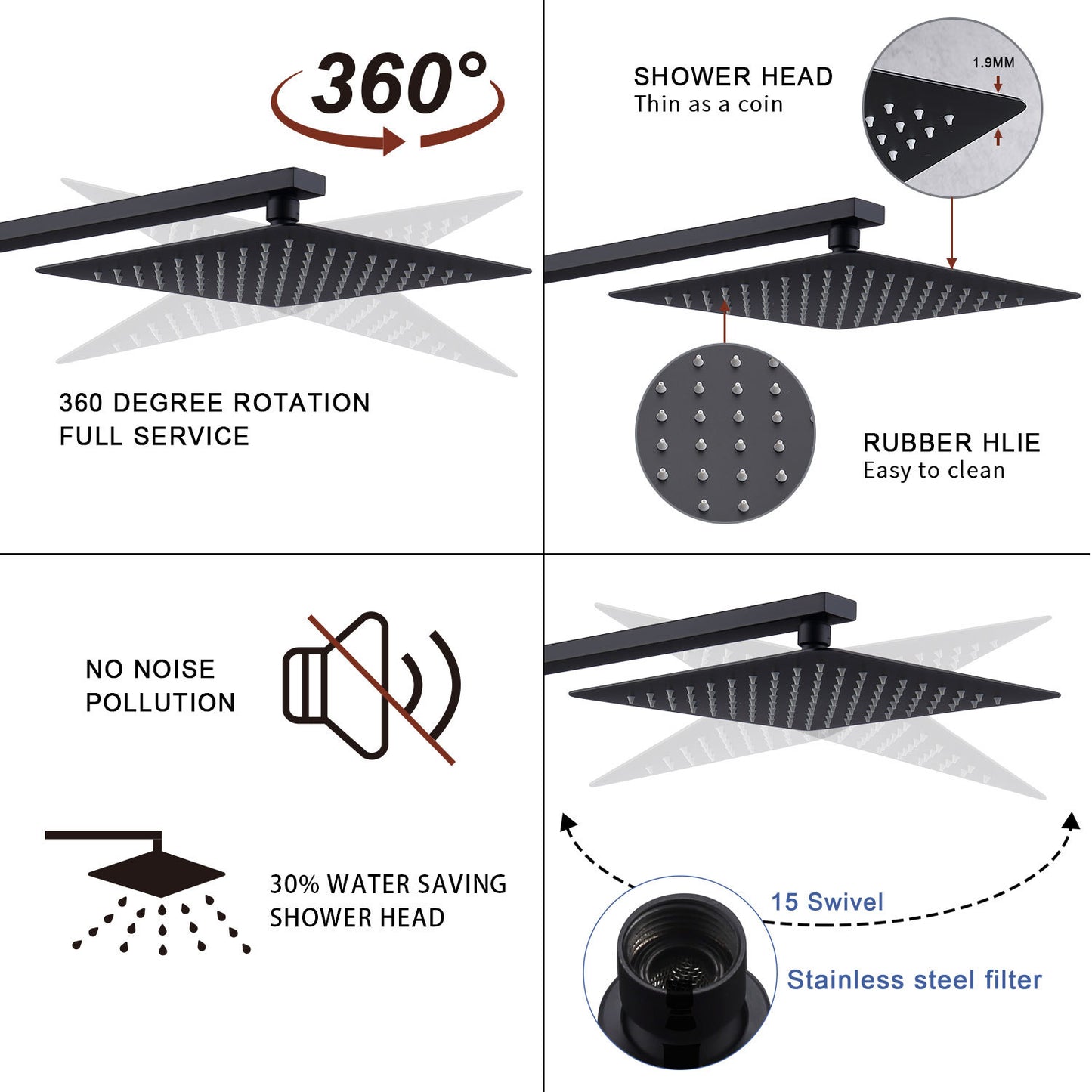 Shower System Shower Faucet Combo Set Wall Mounted With 10  Rainfall Shower Head And Handheld Shower Faucet  Matte Black Finish With Brass Valve Rough In