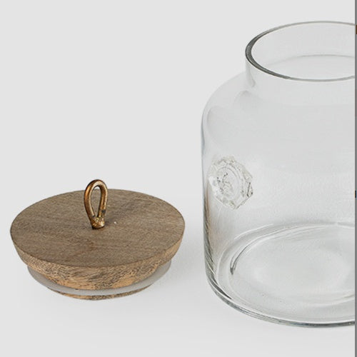 Madin Glass Jar With Wooden Lid - Elegant Storage Container For Kitchen & Home-700ml