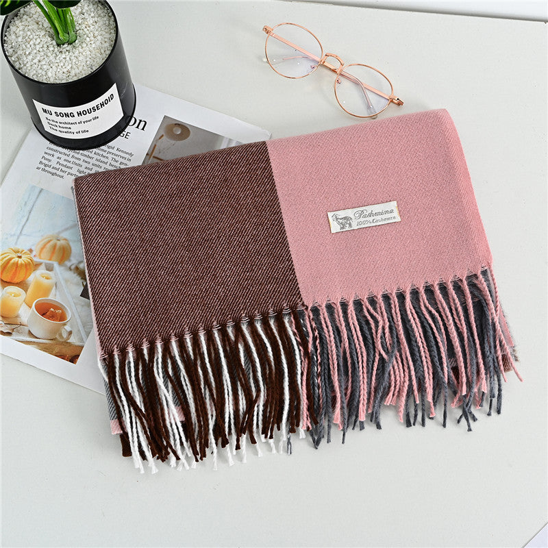 Women's Cashmere-like Plaid Tassel Scarf