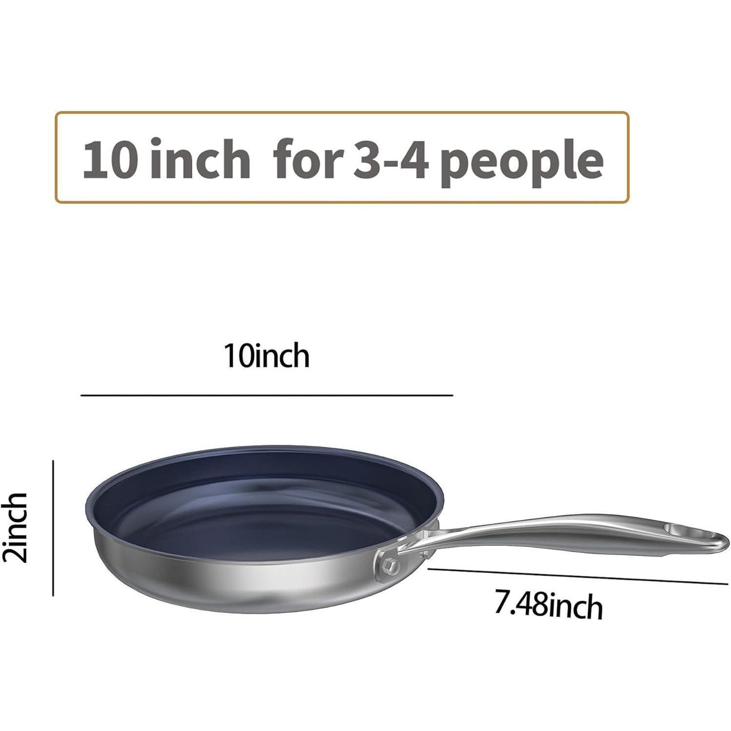 Titanium Alloy Stainless Steel 10-inch PFAS-Free PFOA-Free Non-Stick Pan Dishwasher-Safe Oven-Safe Suitable For All Stovetop Cookware
