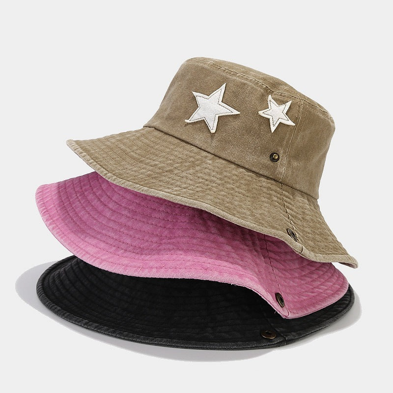 Western Denim Wind Pentagram Washed Old Mountaineering Sun Hat
