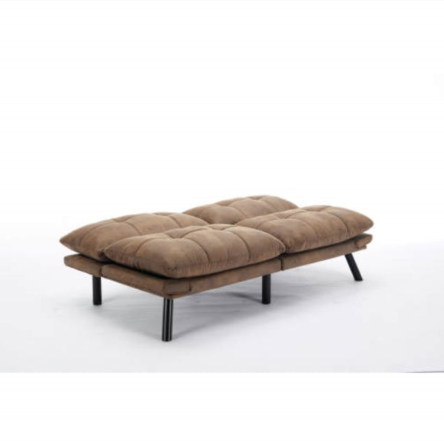 Leatehr Feeling Brown Convertible Folding Modern Sofa Bed