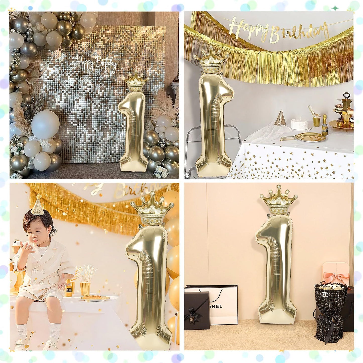 Digital Balloon Large Height Approx. 90cm Digital Balloon 1st Birthday Decoration Balloon Number With Crown Party Supplies Anniversary Celebration Birthday Photo Decoration,132-9465-DJ